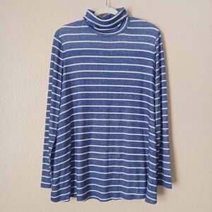 Lane Bryant 18/20 Striped Mockneck Pullover Sweater Blue